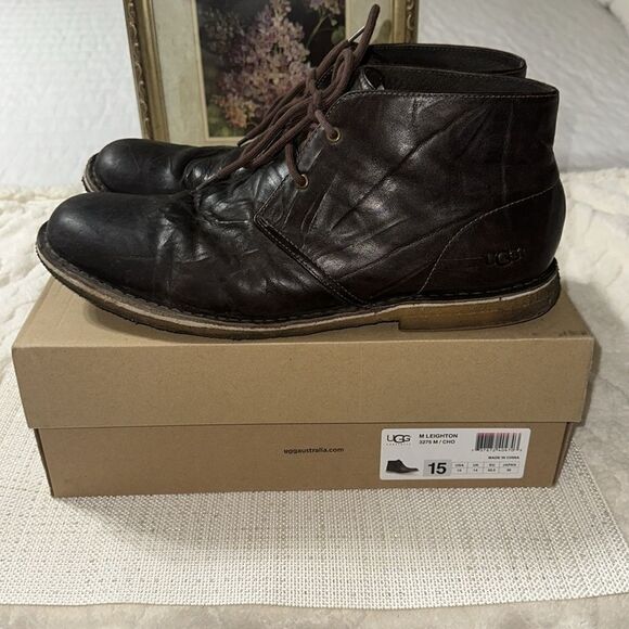 UGG 15 Men’s Leighton 3275 M Chocolate Brown Tan Soles Leather Twinsole Boots main image 10